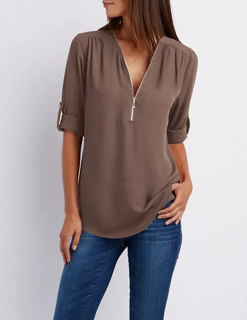 1 1 FREE | Casual Zip Blouse | Frieda Blouse