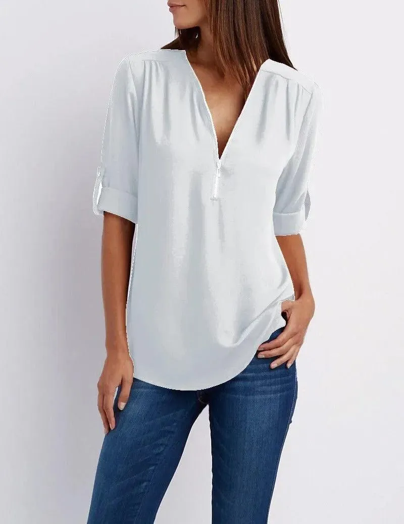 1 1 FREE | Casual Zip Blouse | Frieda Blouse