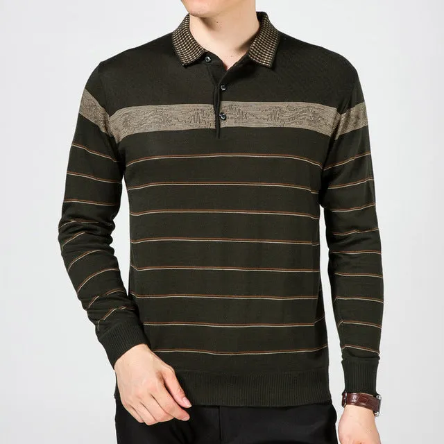 2018 casual long sleeve business mens shirts male striped fashion brand polo shirt designer men tenis polos camisa social 5158