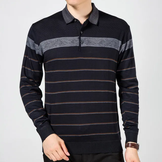 2018 casual long sleeve business mens shirts male striped fashion brand polo shirt designer men tenis polos camisa social 5158