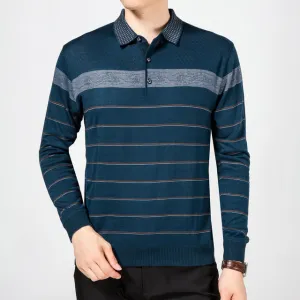 2018 casual long sleeve business mens shirts male striped fashion brand polo shirt designer men tenis polos camisa social 5158