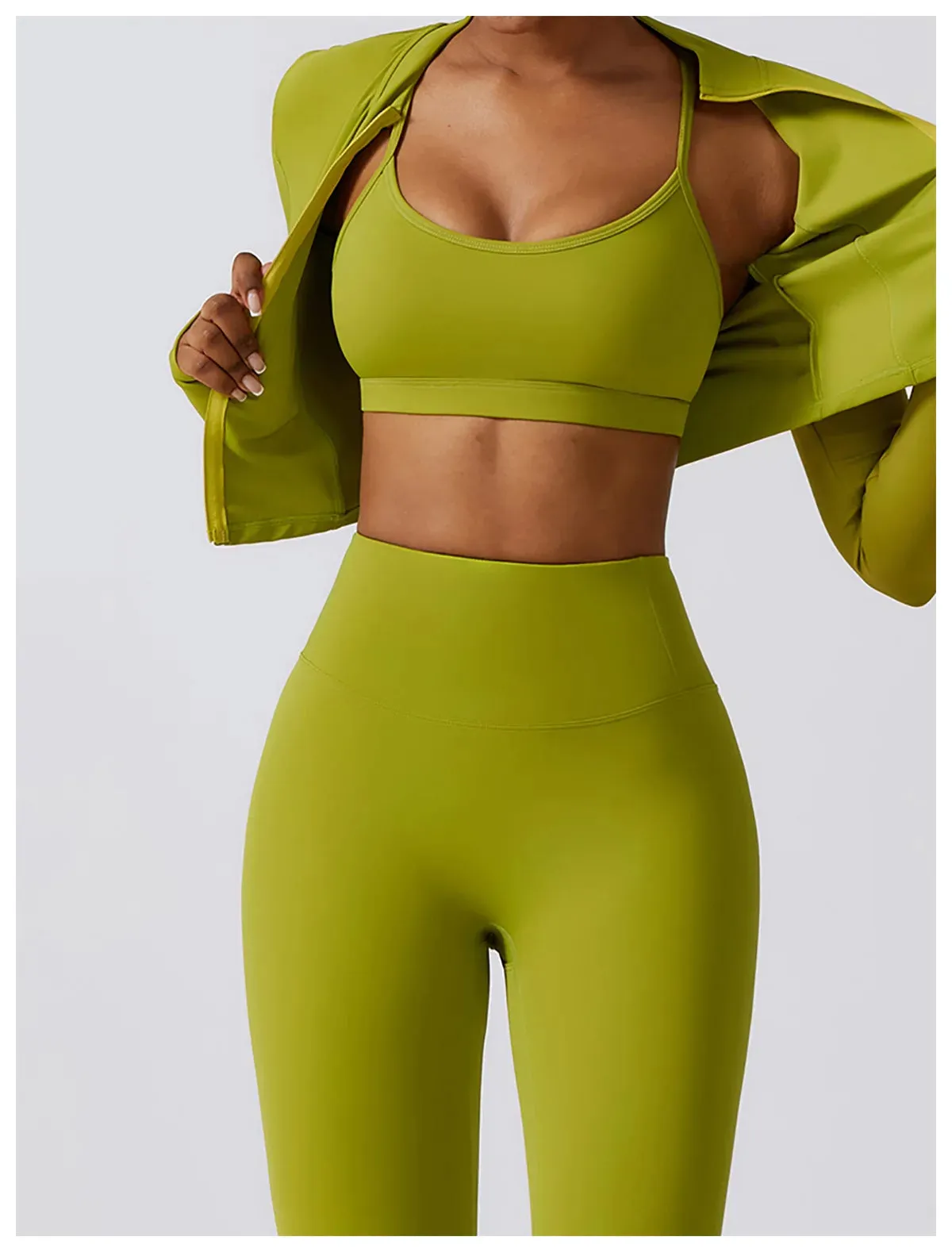 3 Variants Yoga Set Workout Outfits ( Zipper Jacket)
