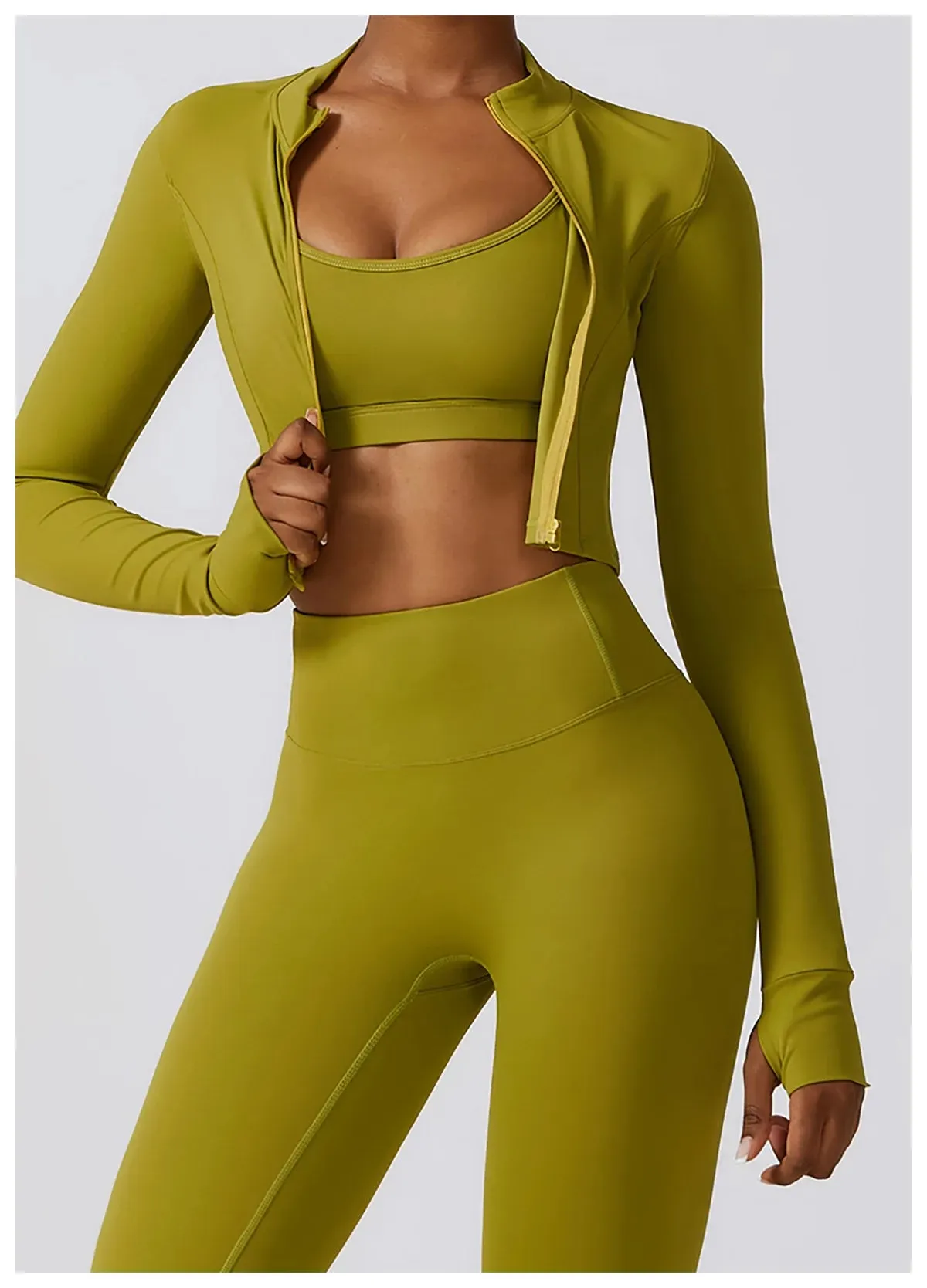 3 Variants Yoga Set Workout Outfits ( Zipper Jacket)