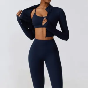 3 Variants Yoga Set Workout Outfits ( Zipper Jacket)