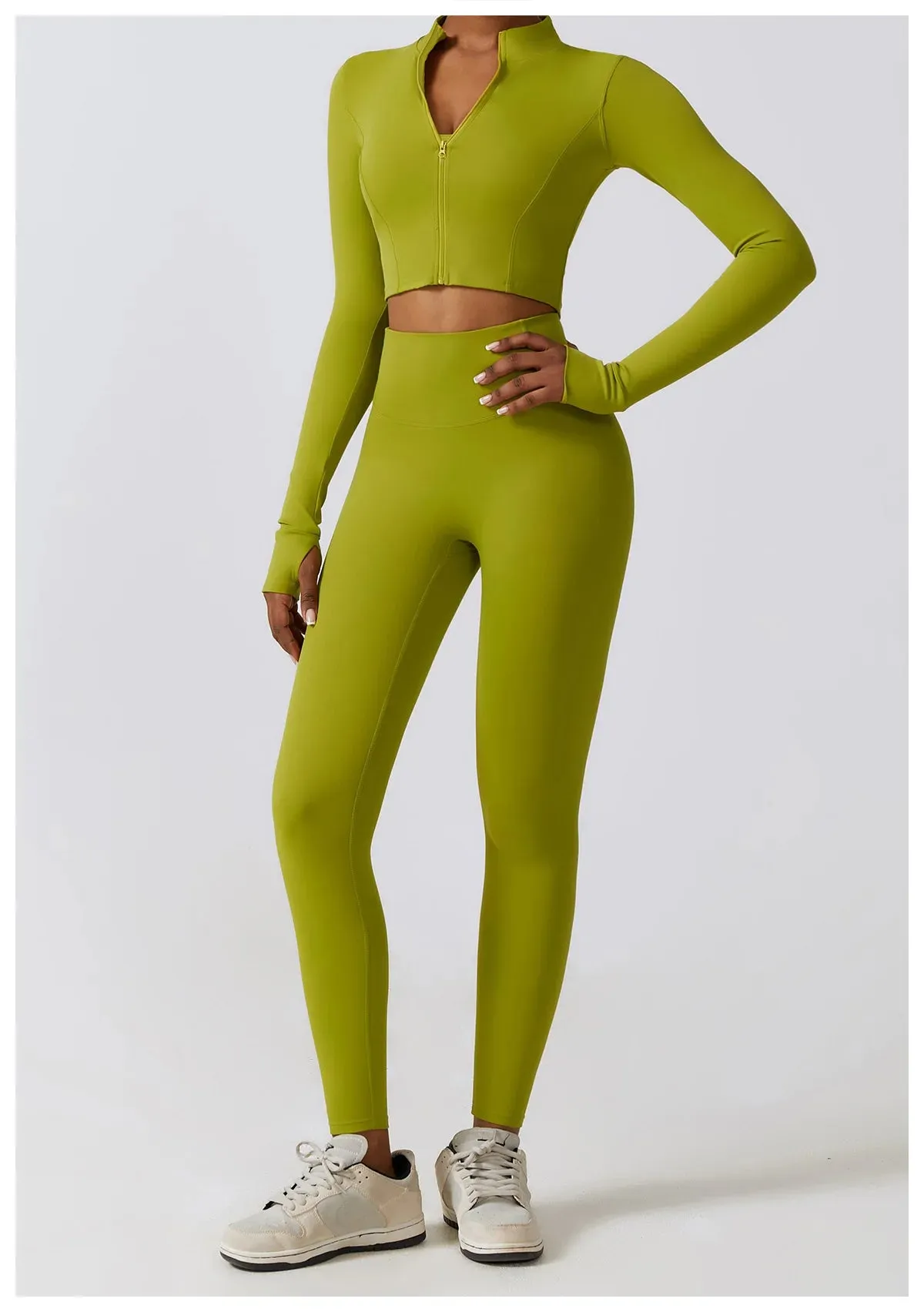 3 Variants Yoga Set Workout Outfits ( Zipper Jacket)
