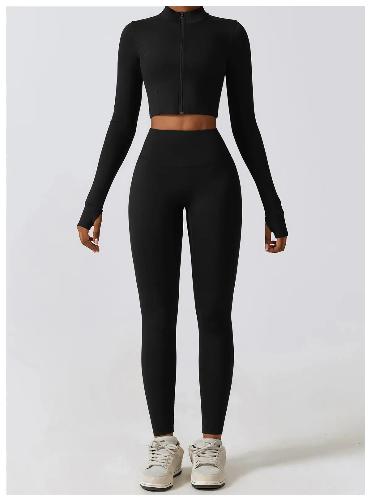 3 Variants Yoga Set Workout Outfits ( Zipper Jacket)