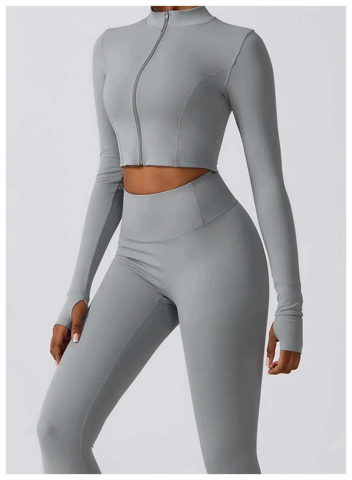3 Variants Yoga Set Workout Outfits ( Zipper Jacket)