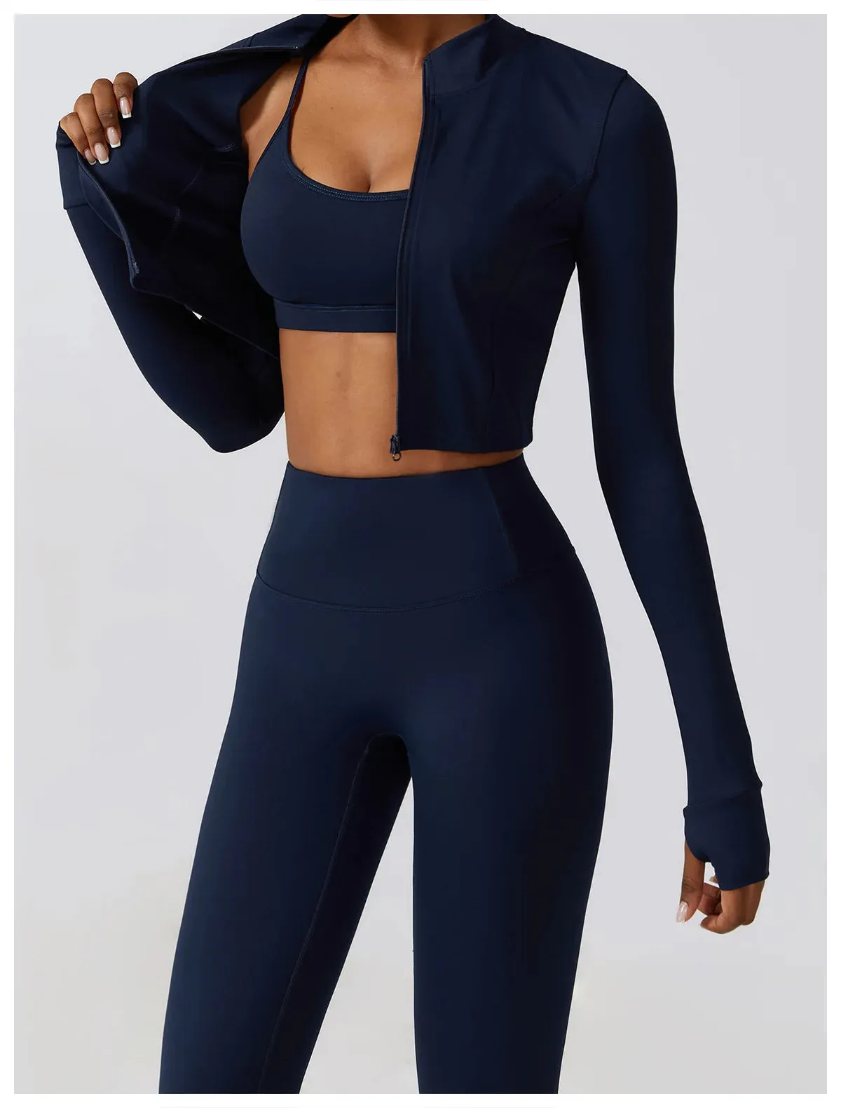 3 Variants Yoga Set Workout Outfits ( Zipper Jacket)