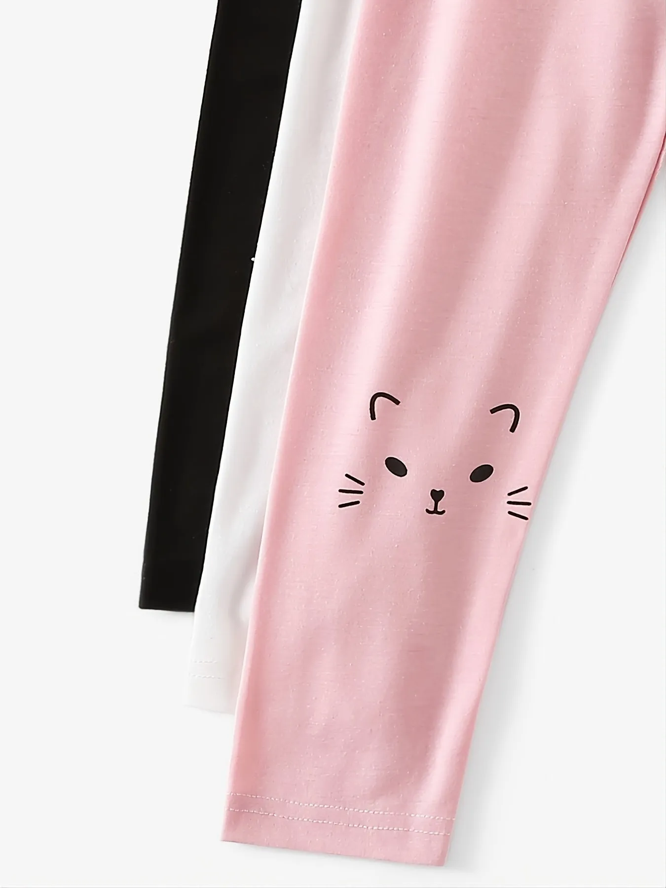 3pcs Girls Cute Cat Print Leggings Set