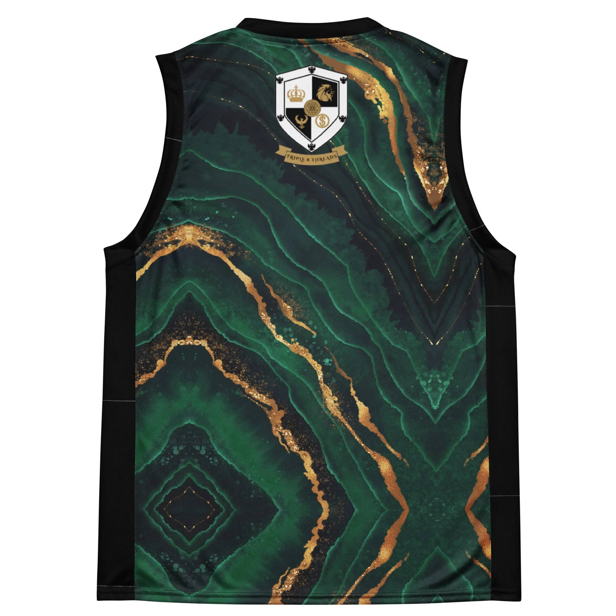 8xquiZit Collection T8T Emerald Green N Gold Marble Unisex Basketball Jersey