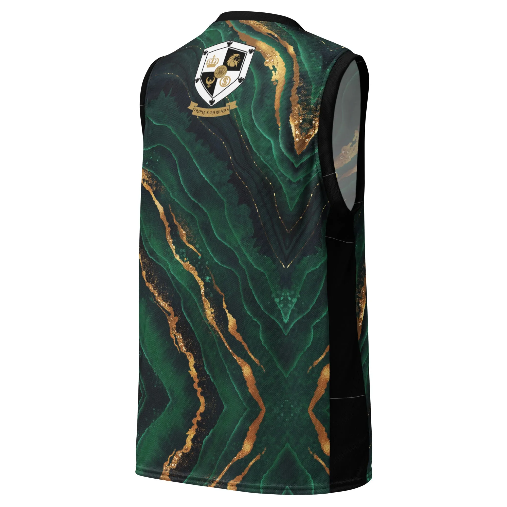 8xquiZit Collection T8T Emerald Green N Gold Marble Unisex Basketball Jersey