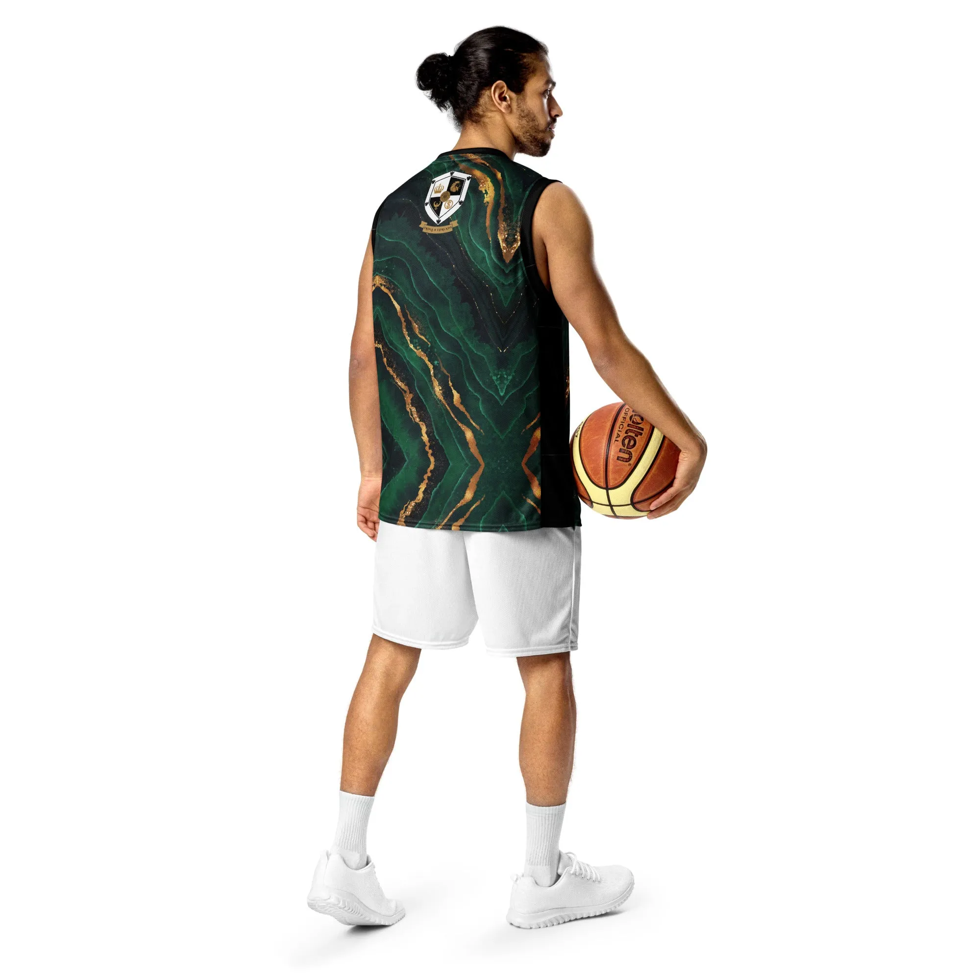 8xquiZit Collection T8T Emerald Green N Gold Marble Unisex Basketball Jersey