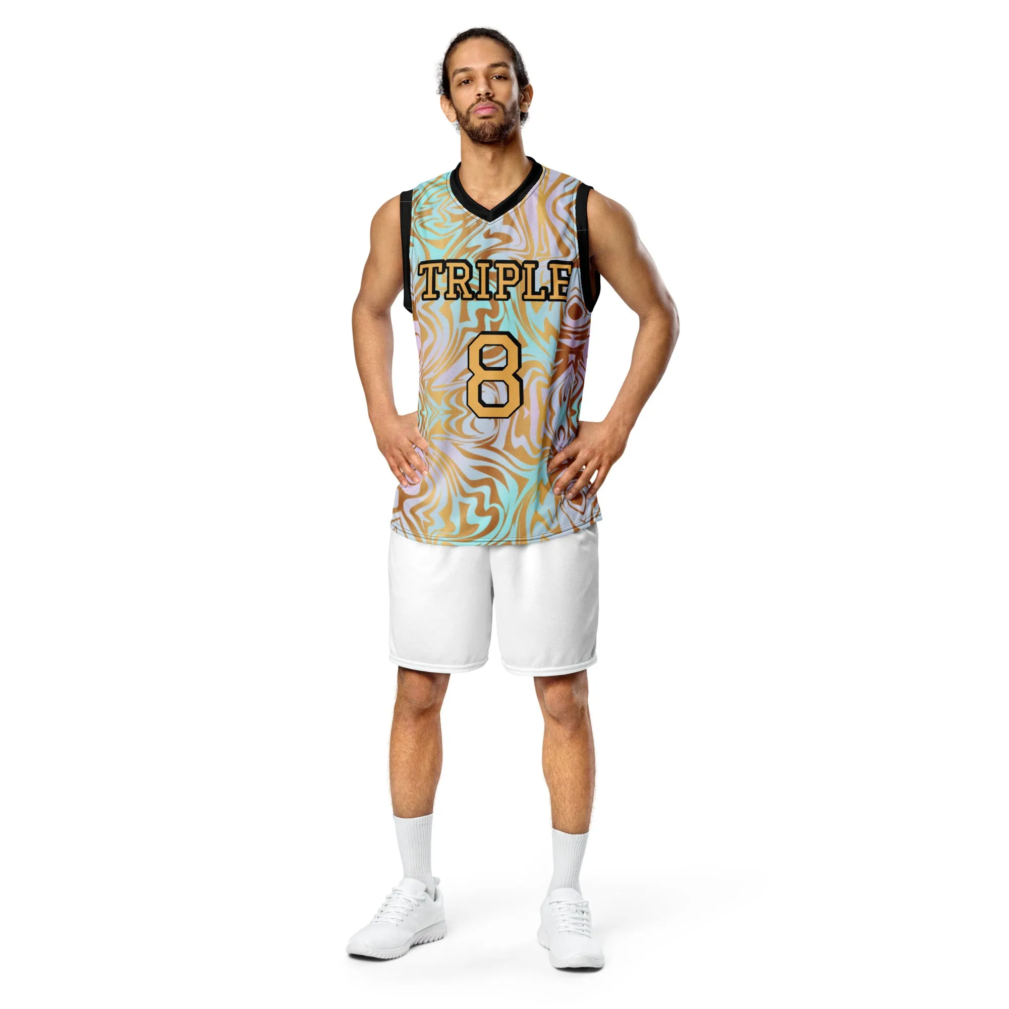 8xquiZit Collection T8T Pynk N Turq Jungle Luv  Unisex Basketball Jersey