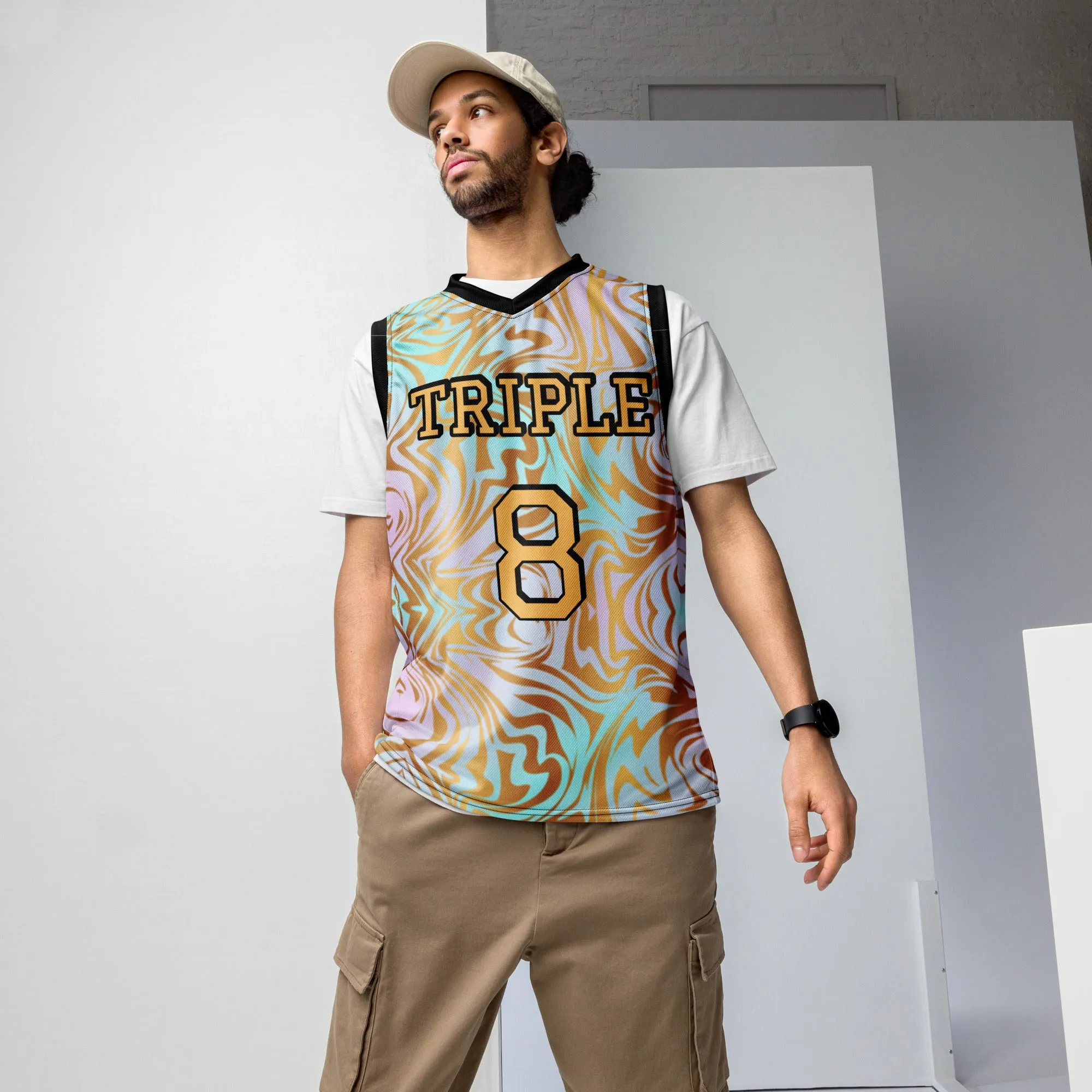 8xquiZit Collection T8T Pynk N Turq Jungle Luv  Unisex Basketball Jersey