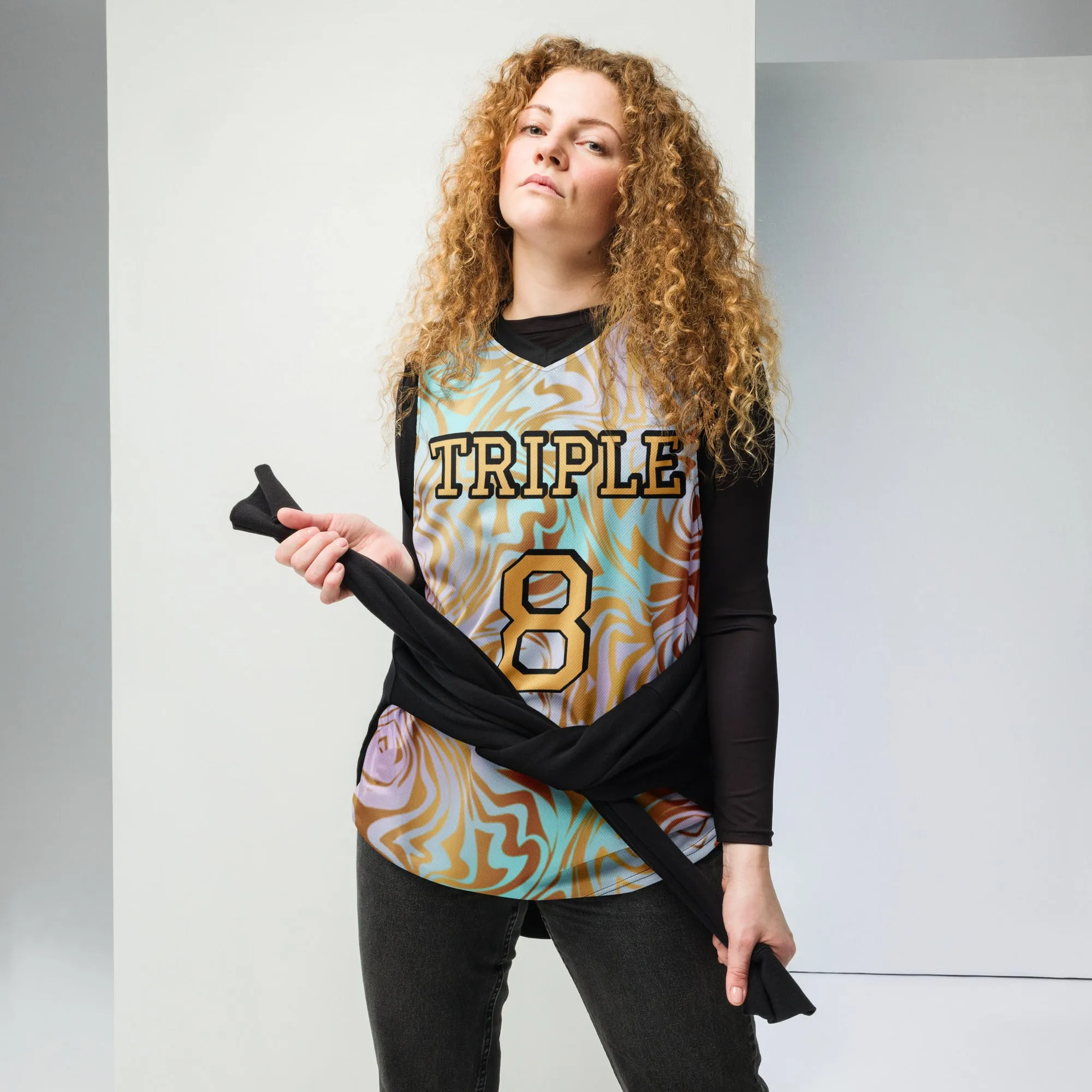 8xquiZit Collection T8T Pynk N Turq Jungle Luv  Unisex Basketball Jersey