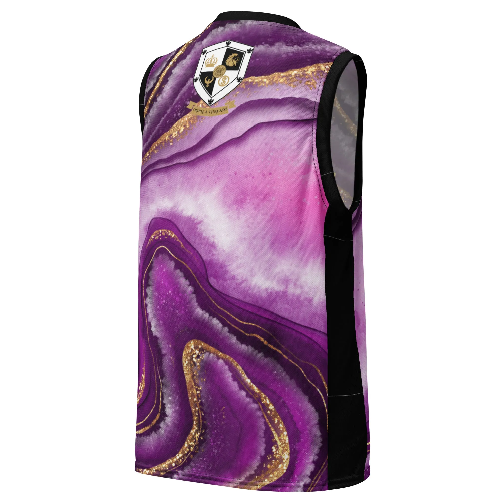 8xquiZit Collection T8T Royal Purple N Gold Marble  Unisex Basketball Jersey