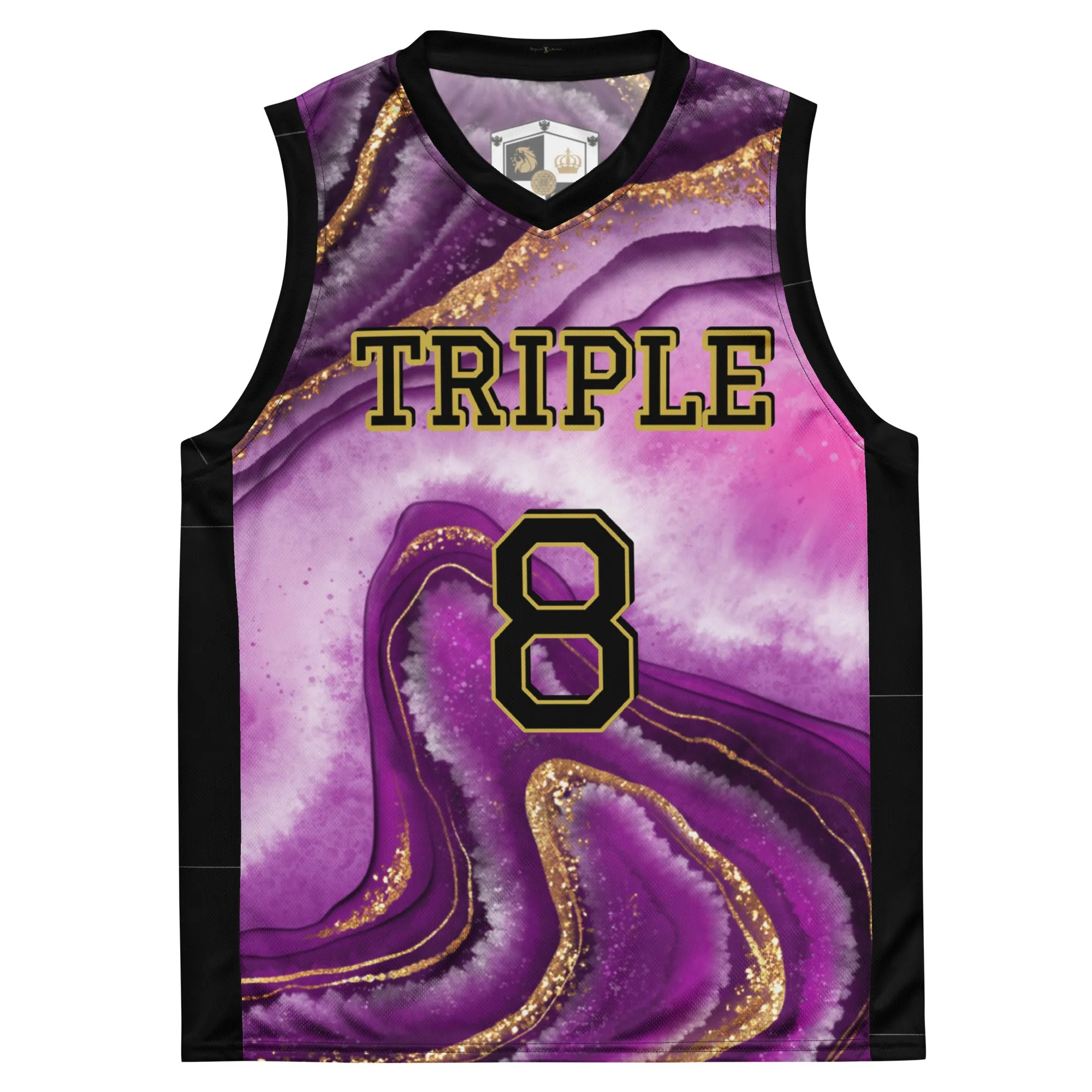 8xquiZit Collection T8T Royal Purple N Gold Marble  Unisex Basketball Jersey