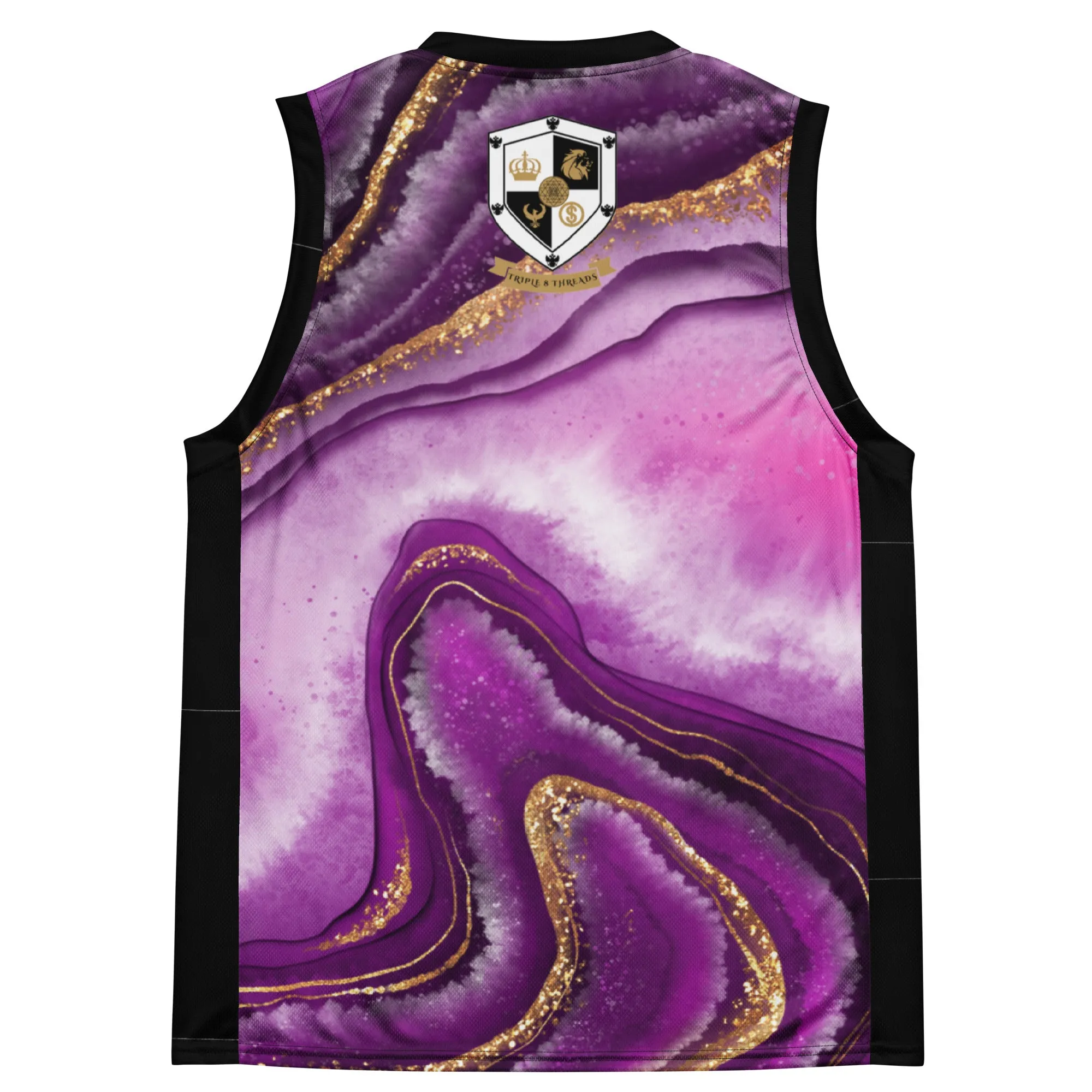 8xquiZit Collection T8T Royal Purple N Gold Marble  Unisex Basketball Jersey