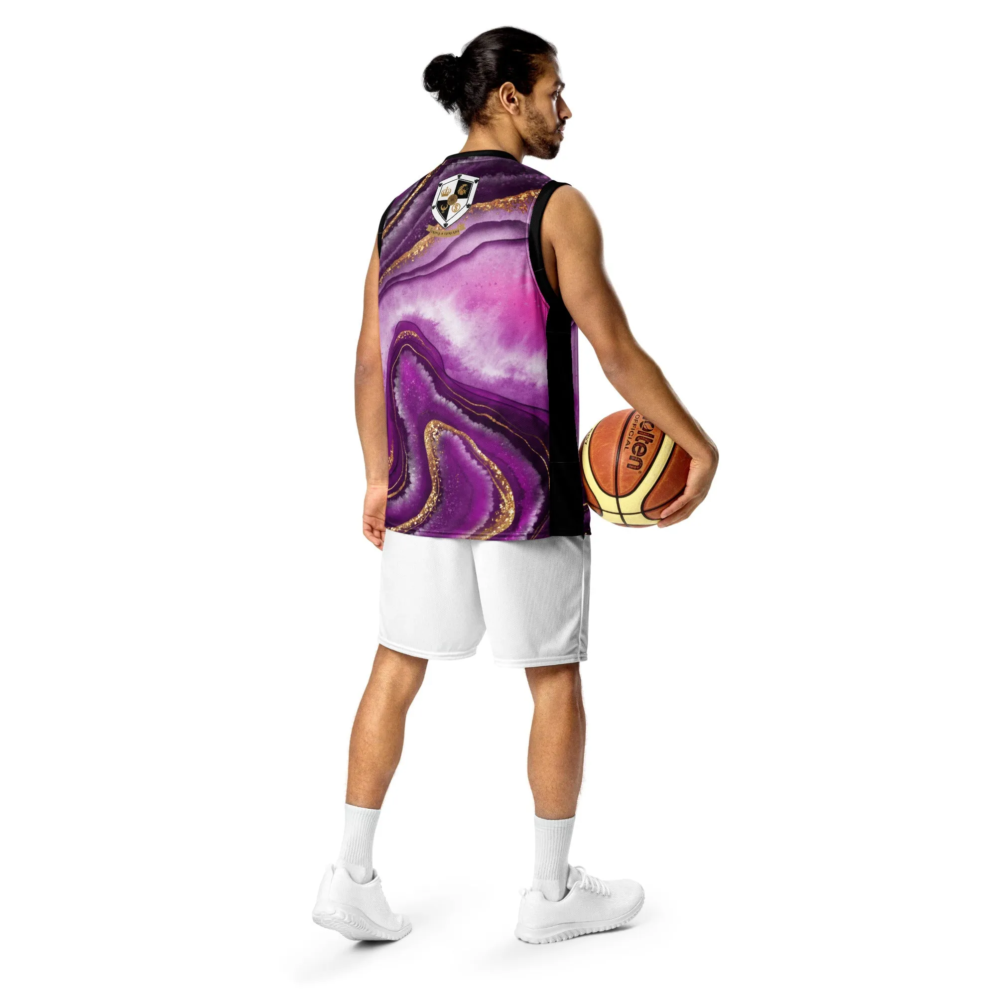 8xquiZit Collection T8T Royal Purple N Gold Marble  Unisex Basketball Jersey