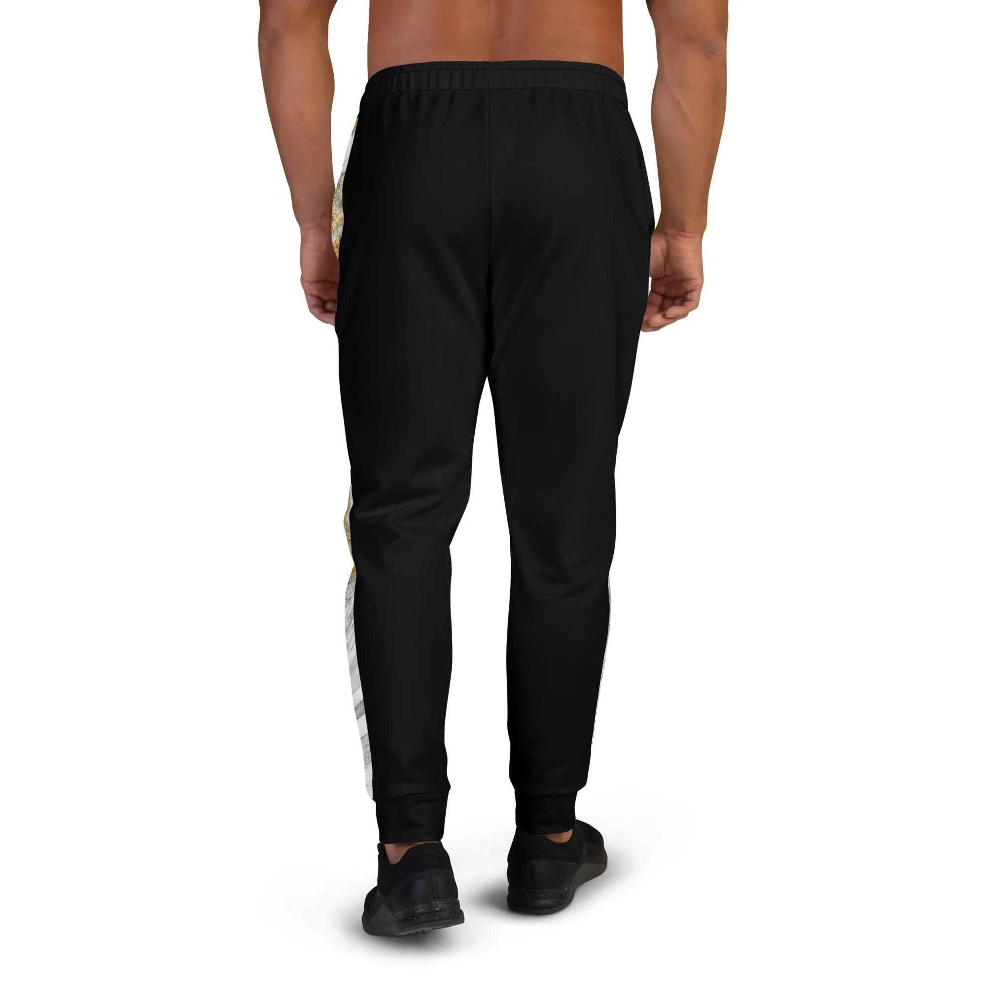 8xquiZit Collection T8T White Marble Men's Joggers - Black