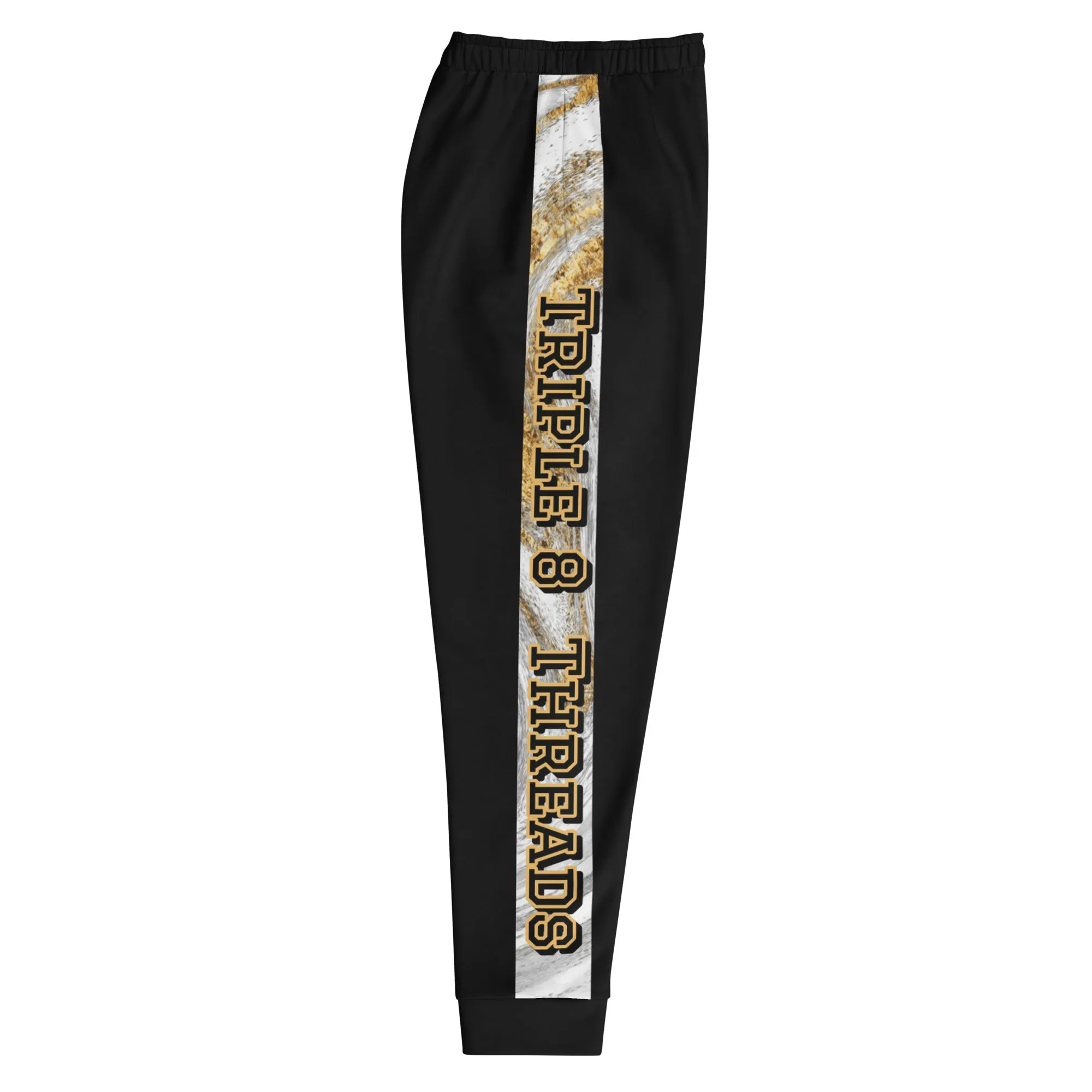 8xquiZit Collection T8T White Marble Men's Joggers - Black