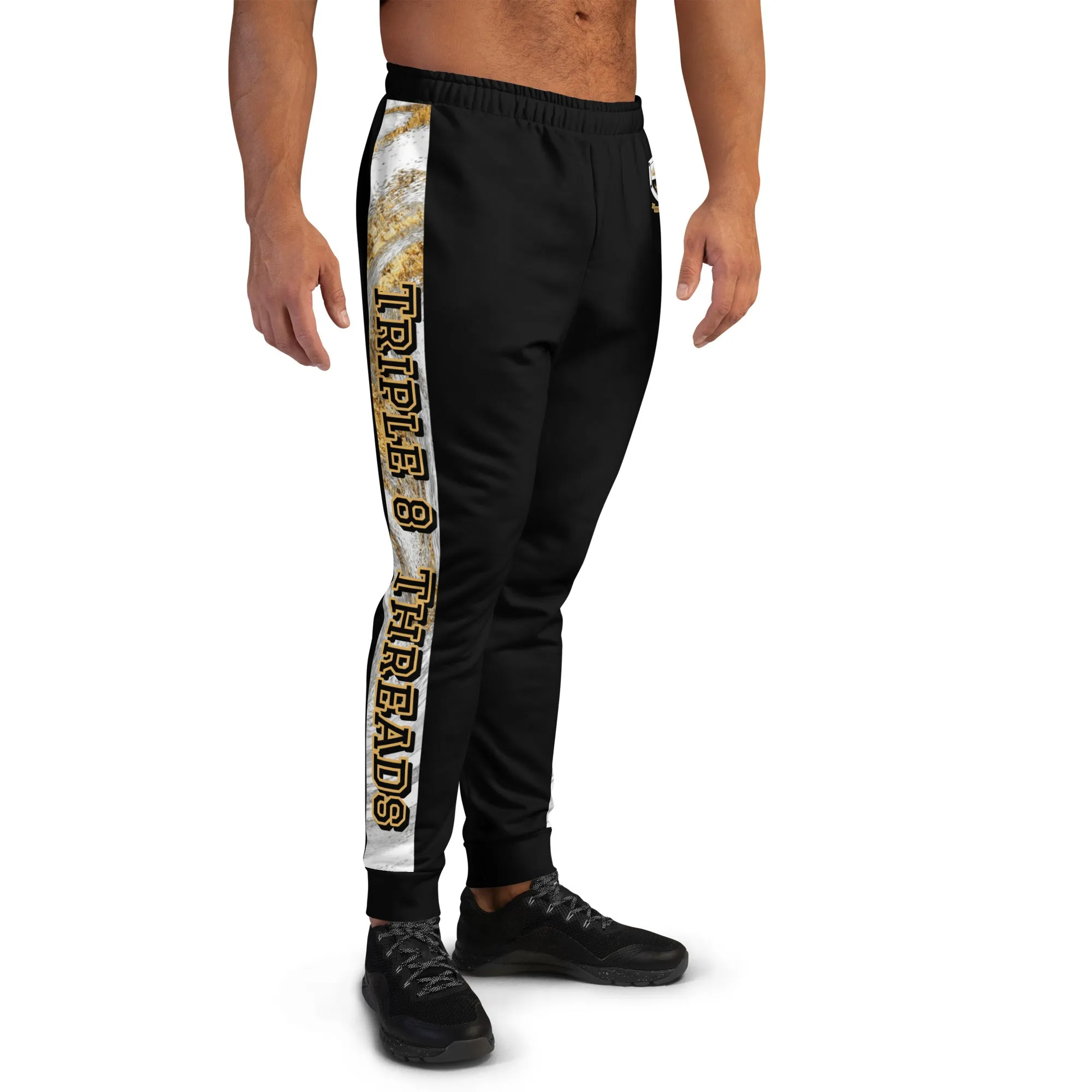 8xquiZit Collection T8T White Marble Men's Joggers - Black
