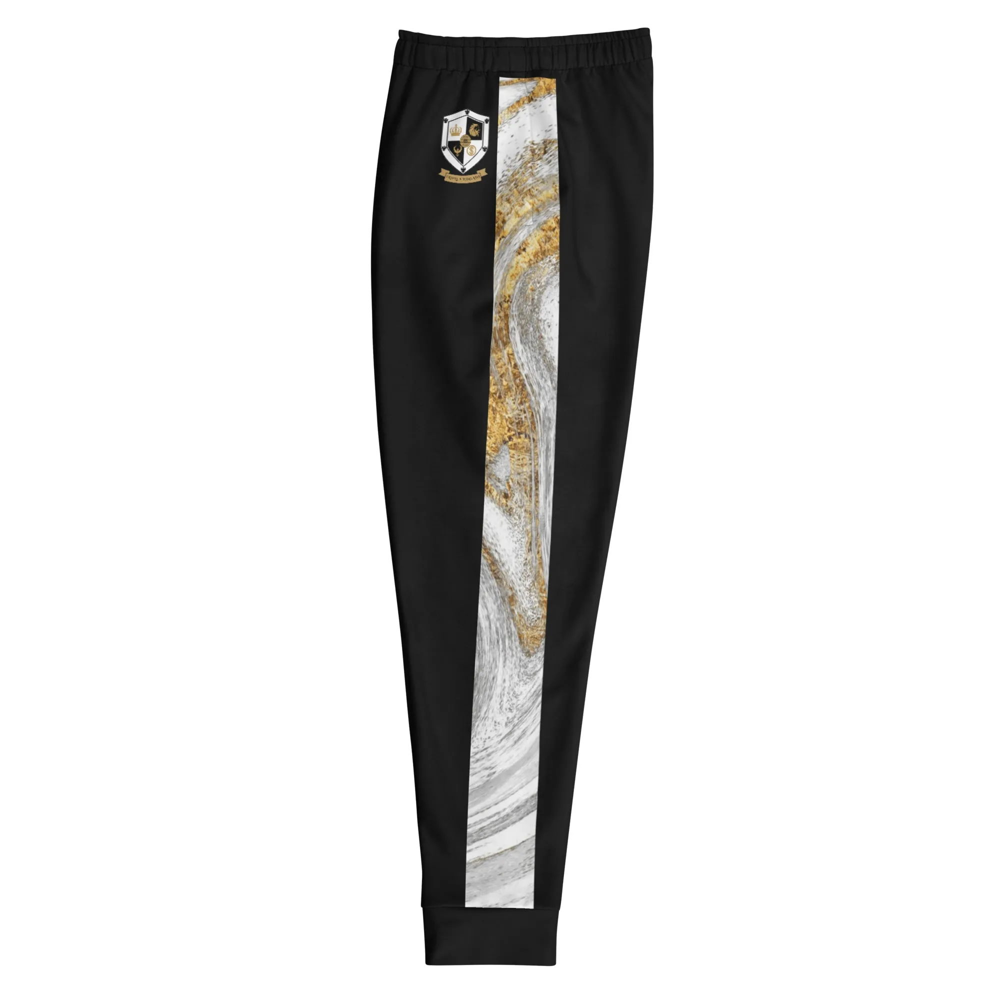 8xquiZit Collection T8T White Marble Men's Joggers - Black