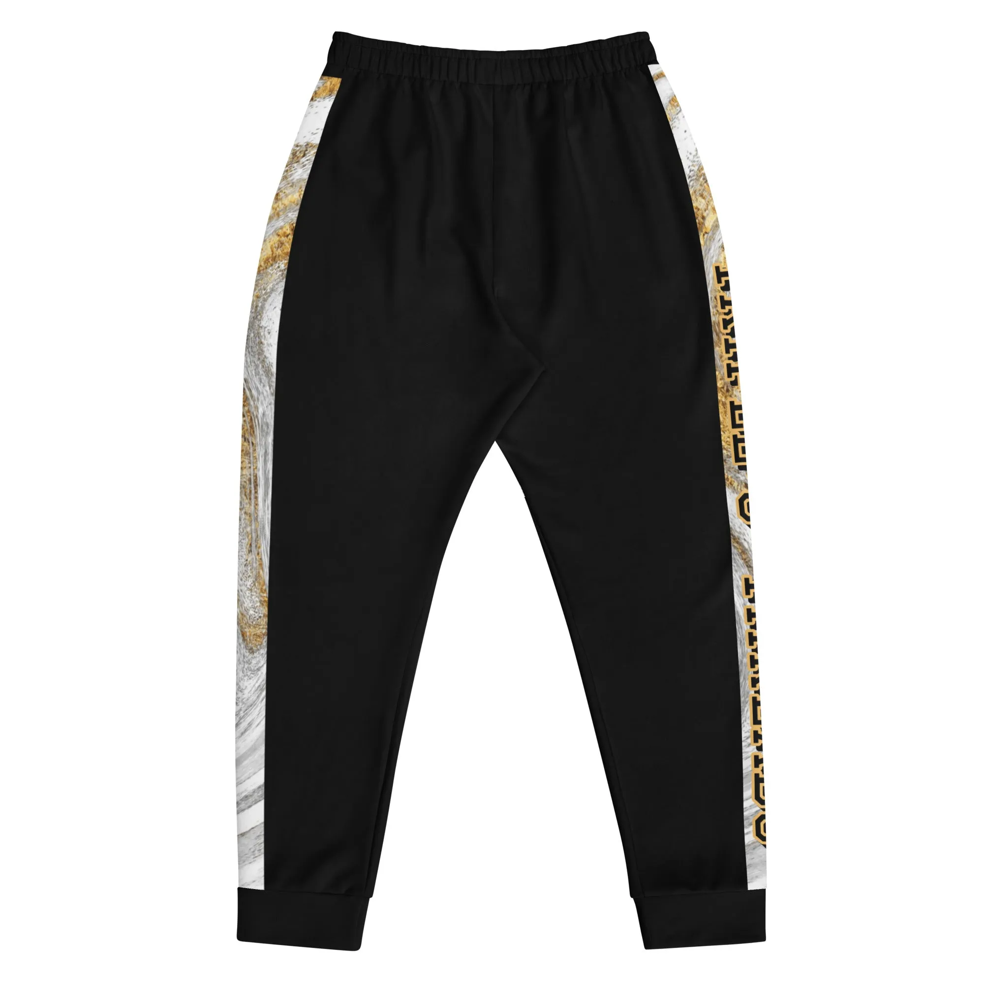 8xquiZit Collection T8T White Marble Men's Joggers - Black
