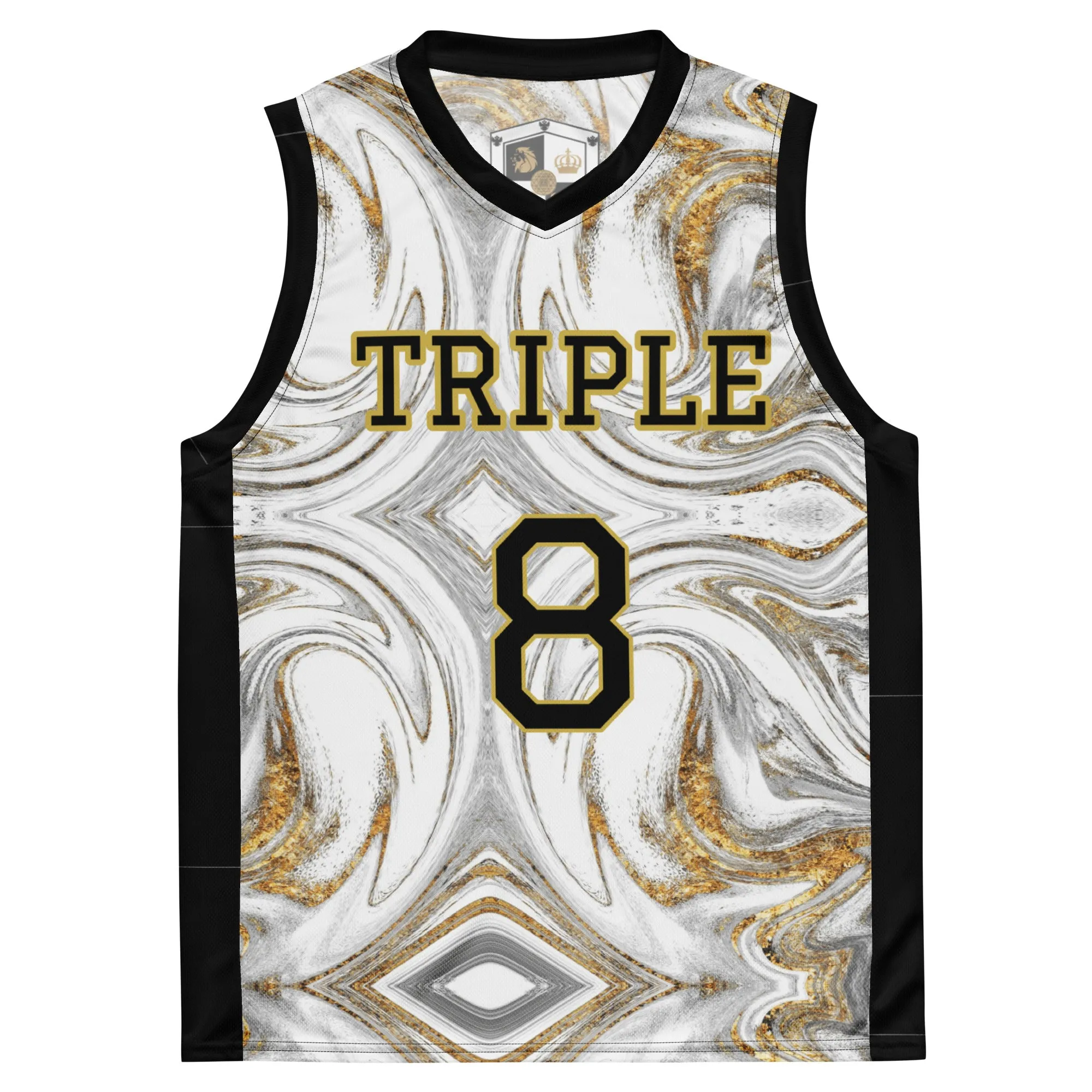 8xquiZit Collection - White N Gold Marble Unisex Basketball Jersey