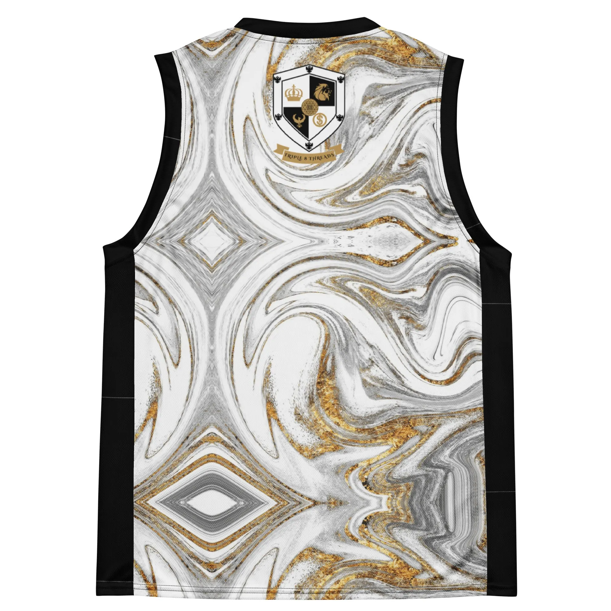 8xquiZit Collection - White N Gold Marble Unisex Basketball Jersey