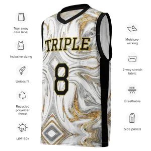 8xquiZit Collection - White N Gold Marble Unisex Basketball Jersey