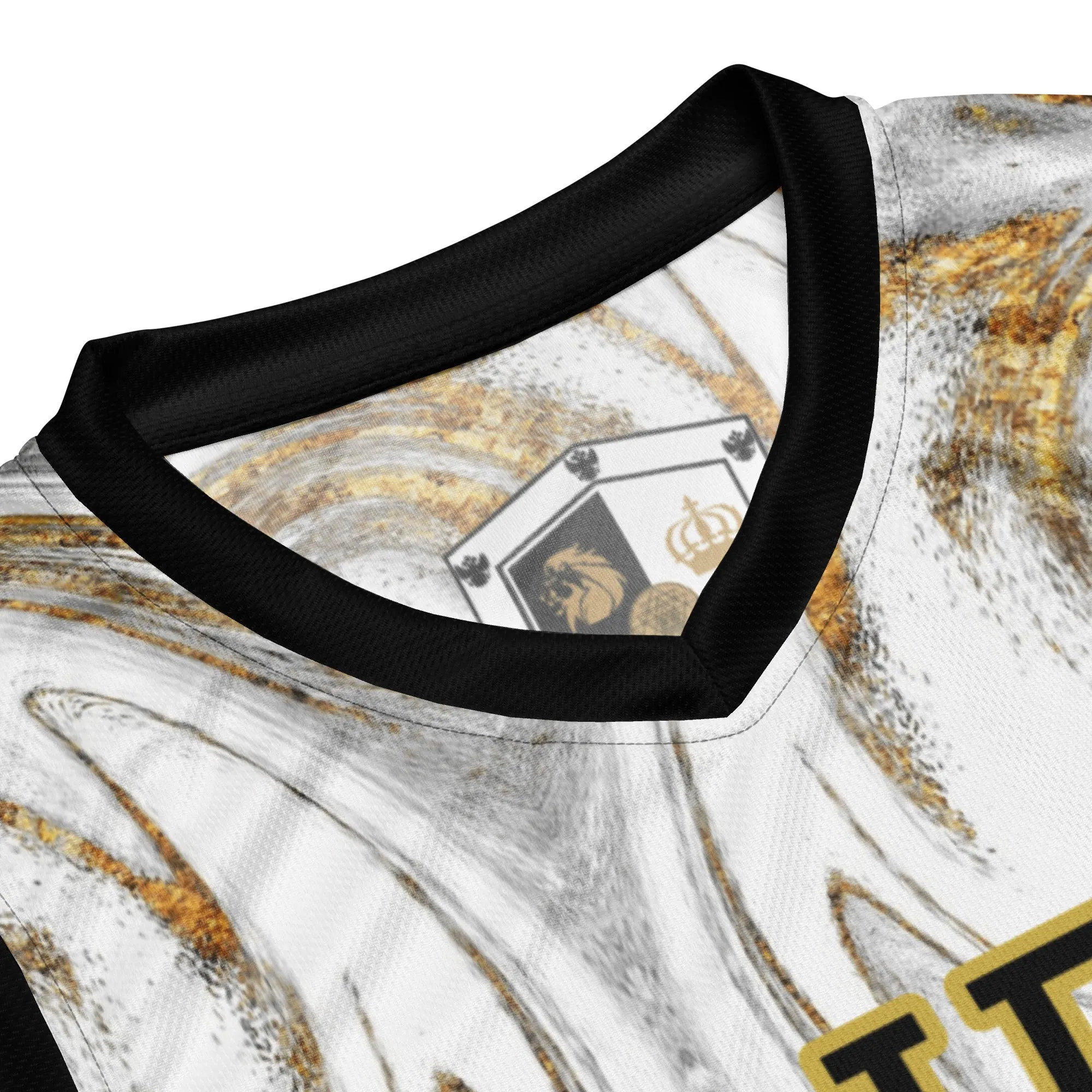 8xquiZit Collection - White N Gold Marble Unisex Basketball Jersey