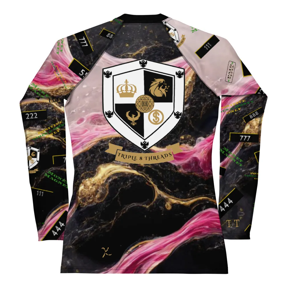 8xquiZit Collection - Women's Manifestation Pynk, Black, N Gold Marble Long Sleeve Activewear