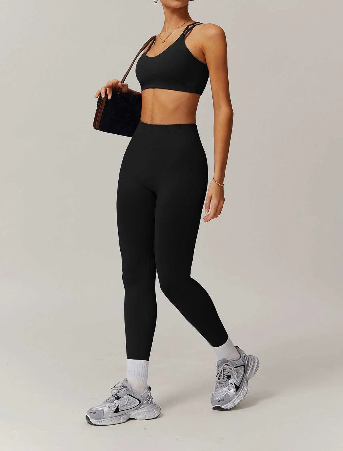 Activewear Set With Cross Back Sports Bra and Leggings