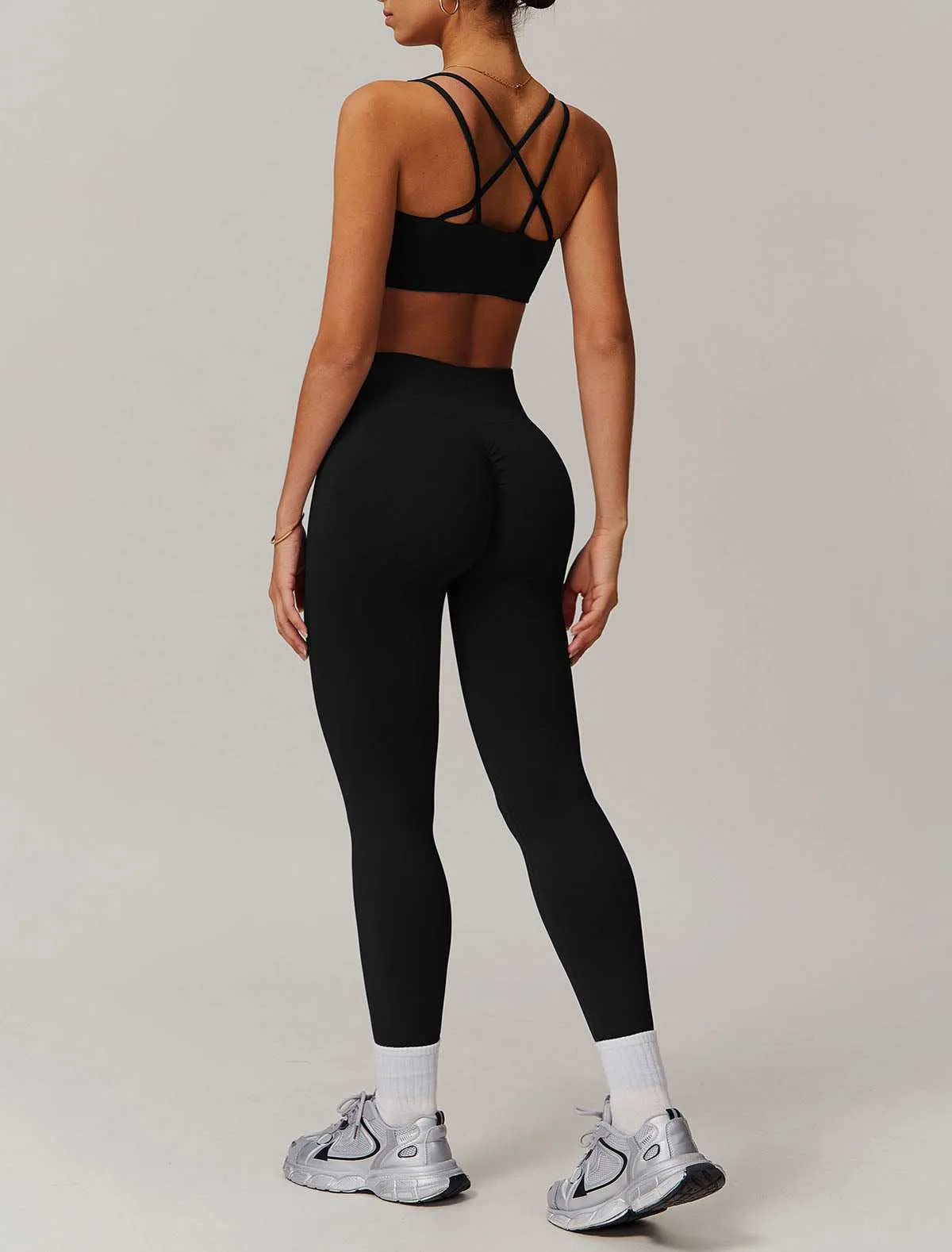 Activewear Set With Cross Back Sports Bra and Leggings