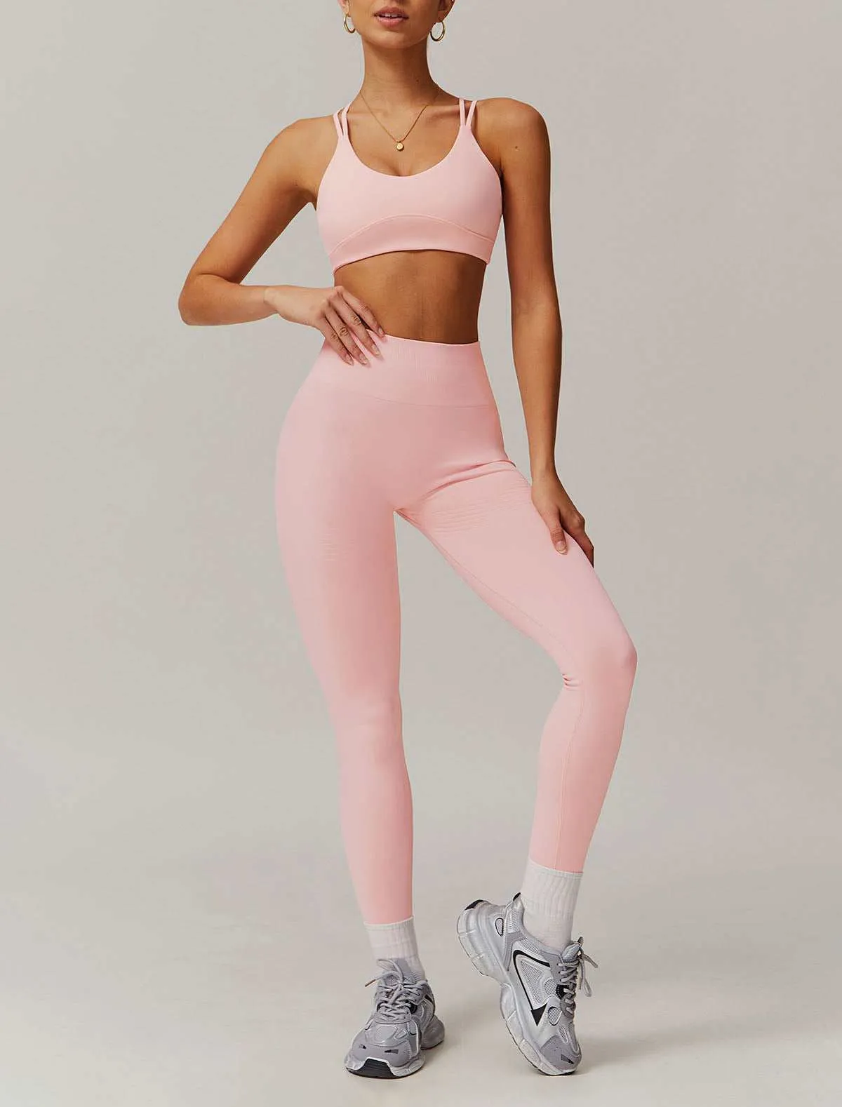 Activewear Set With Cross Back Sports Bra and Leggings