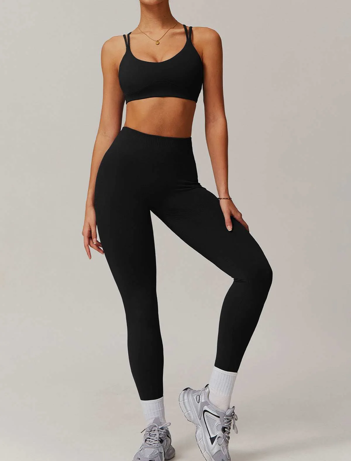Activewear Set With Cross Back Sports Bra and Leggings