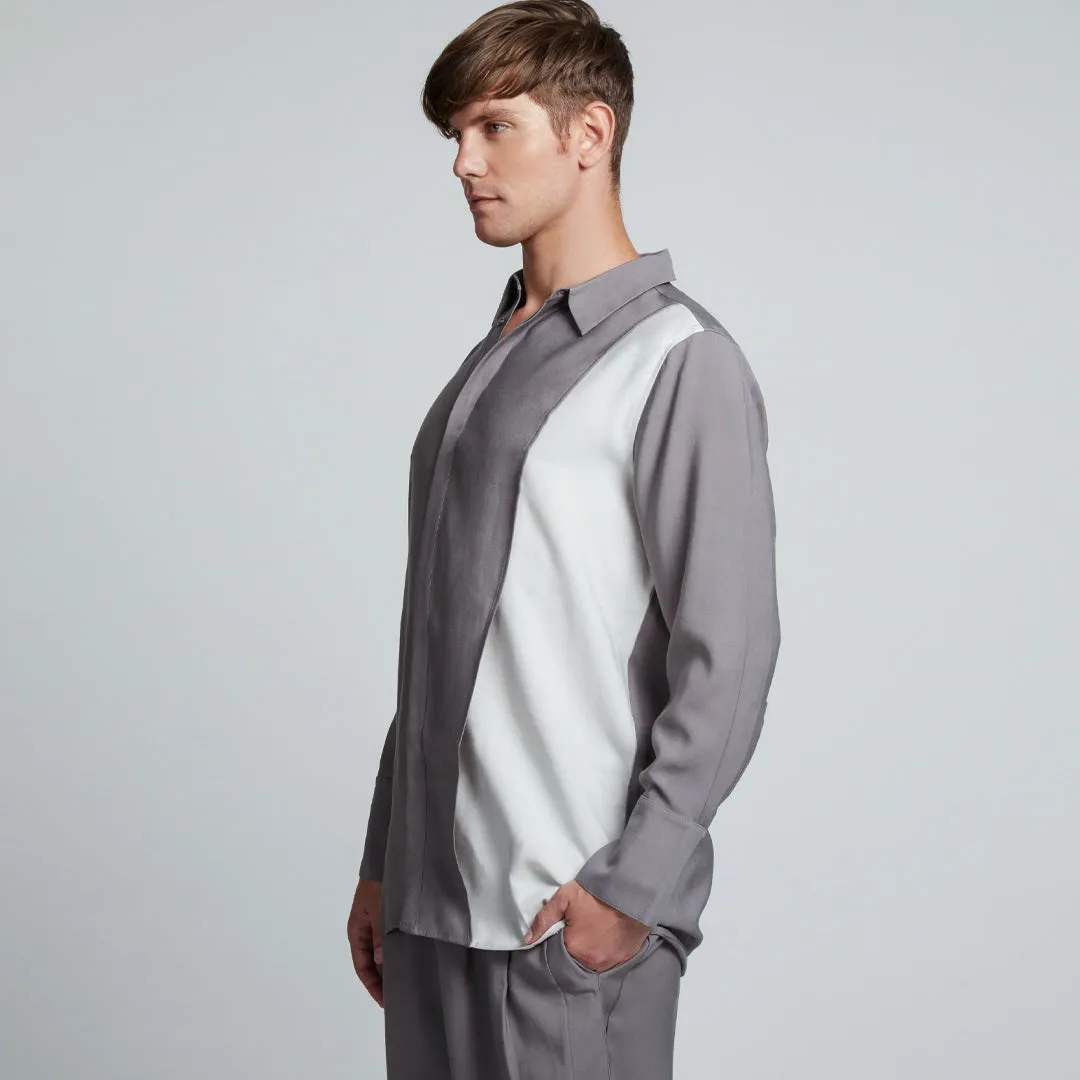 ADRIAN SHIRT CHARCOAL GRAY & IVORY