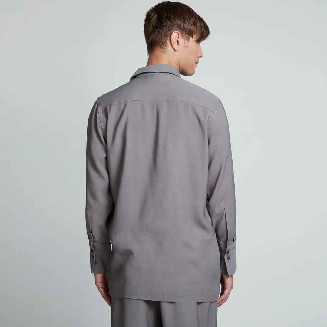 ADRIAN SHIRT CHARCOAL GRAY & IVORY