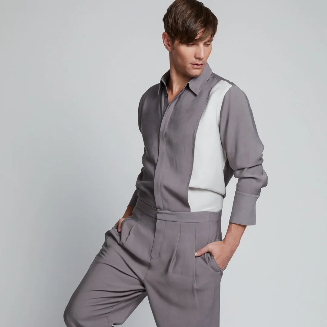 ADRIAN SHIRT CHARCOAL GRAY & IVORY