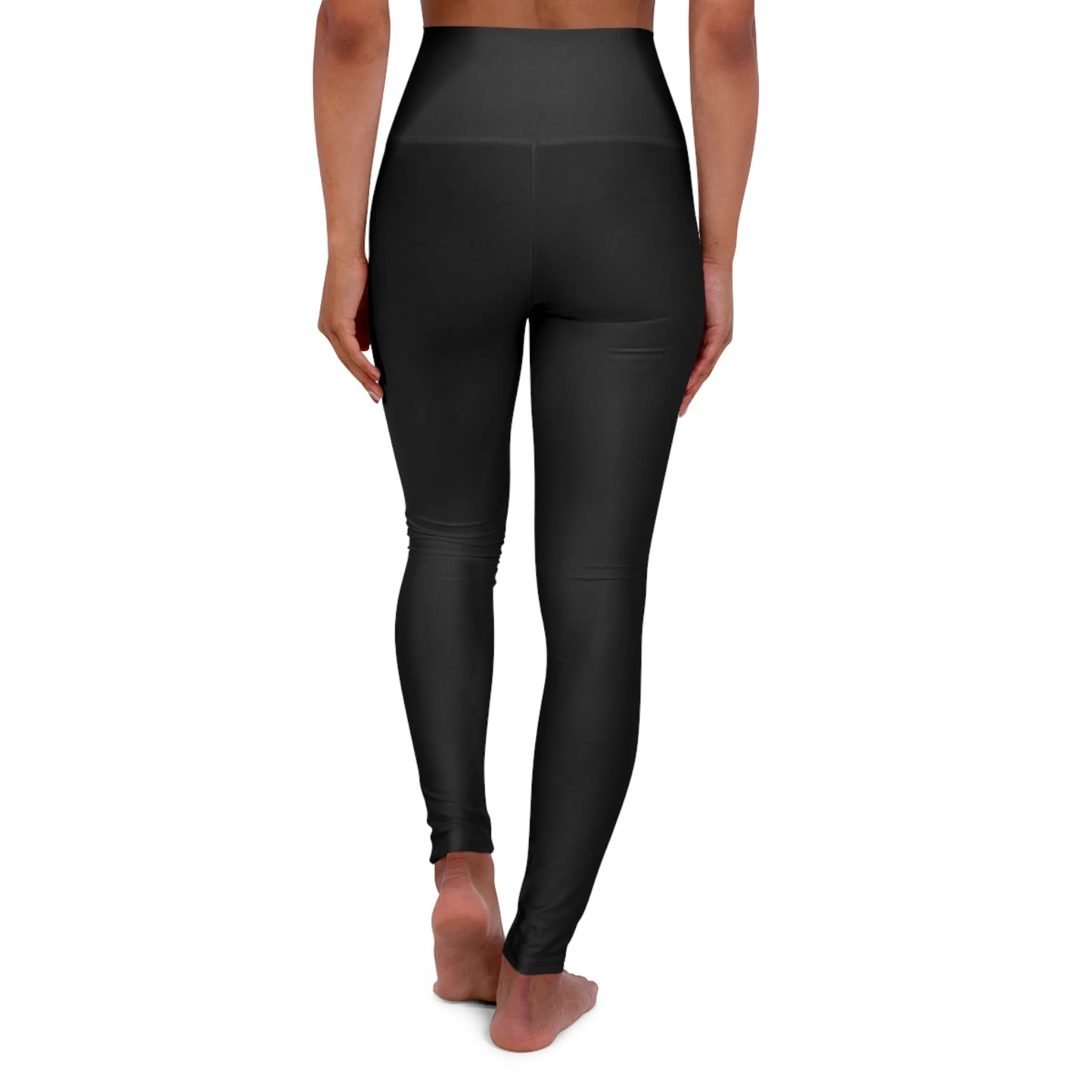Aftrz Minimal High Waisted Leggings - Black with Tan Logo