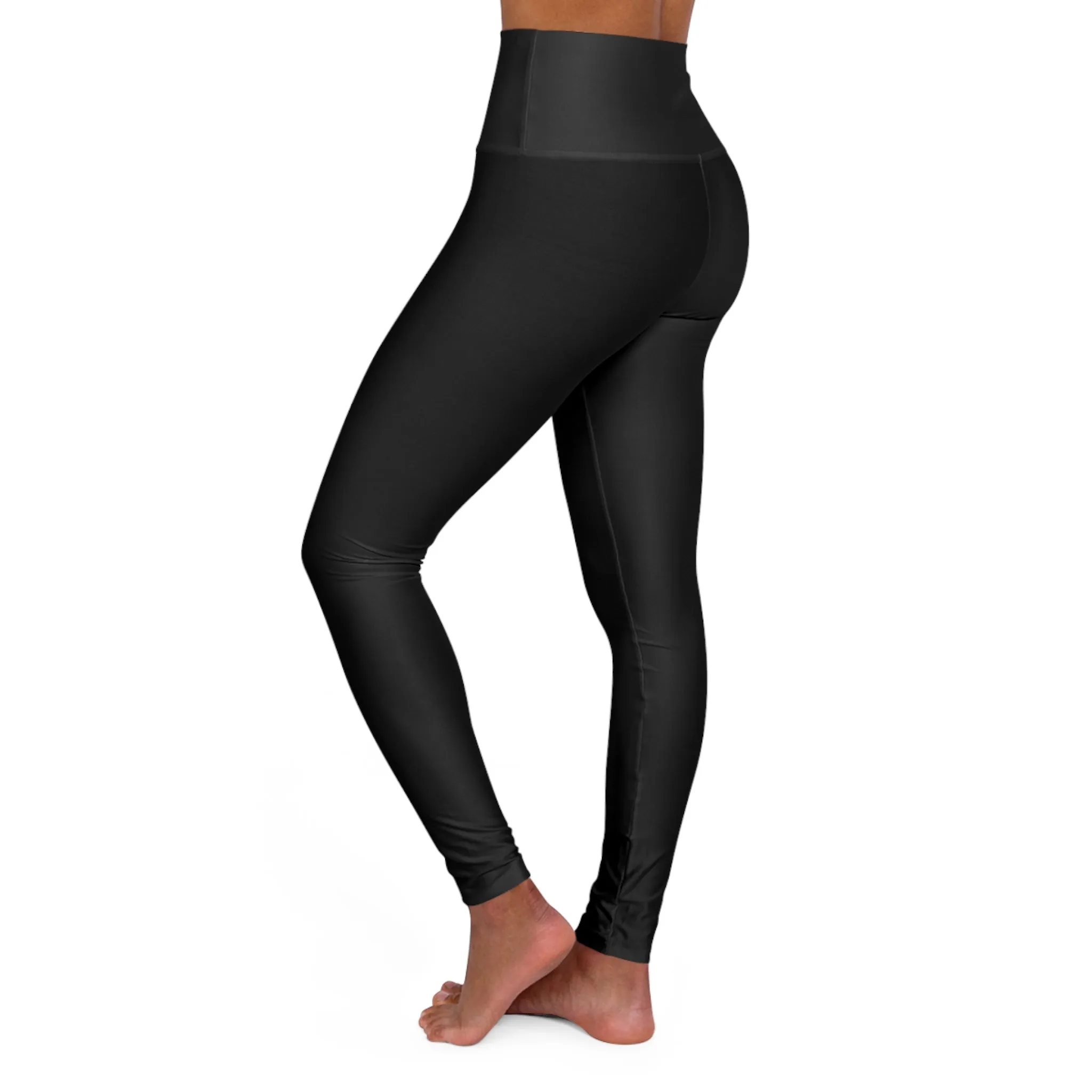 Aftrz Minimal High Waisted Leggings - Black with Tan Logo