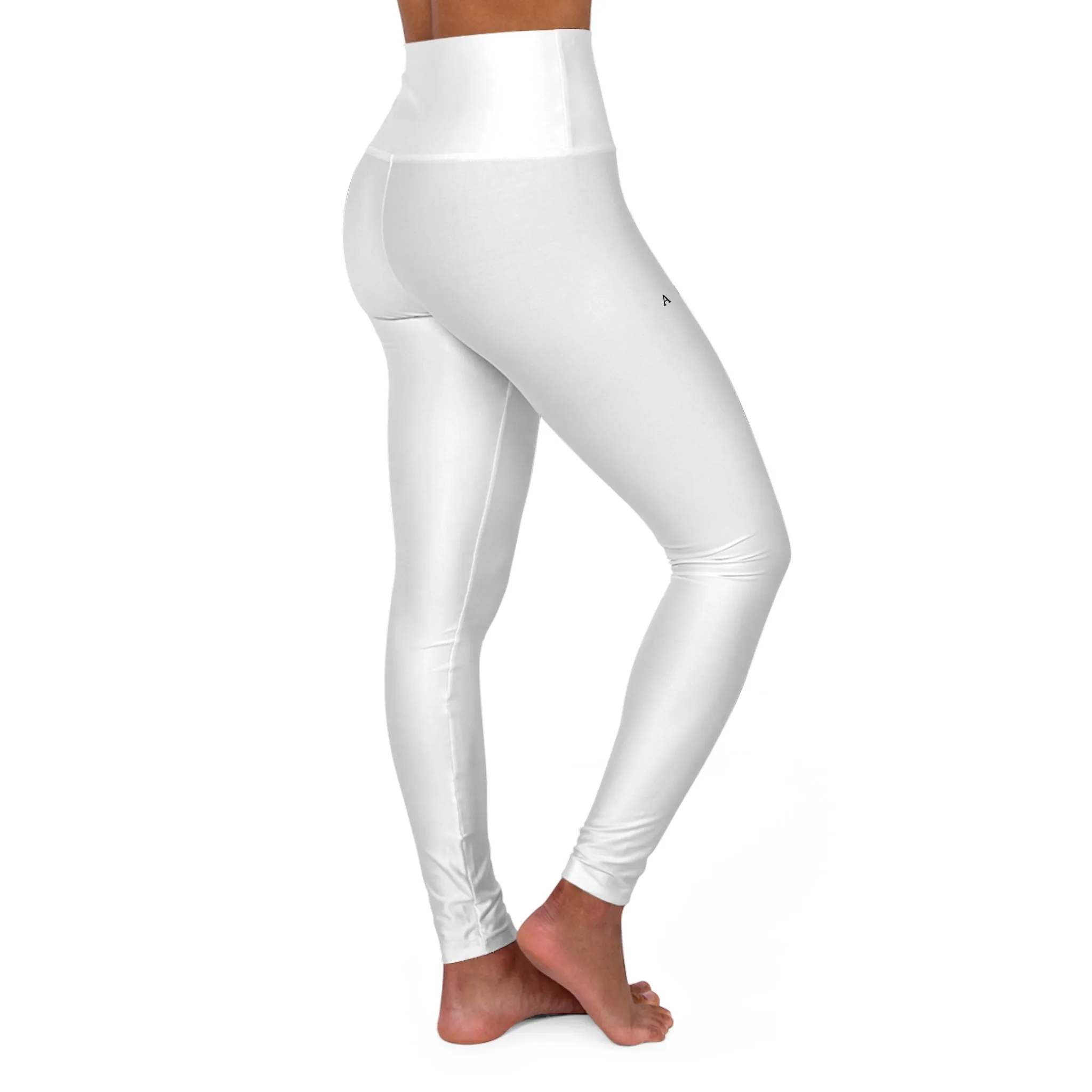 Aftrz Minimal High Waisted Leggings - White with Black Logo