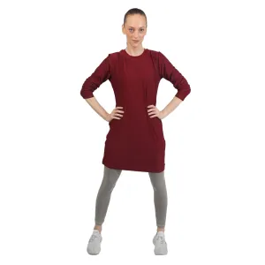 Alay Tee Dress - Deep Red (Full Sleeves)