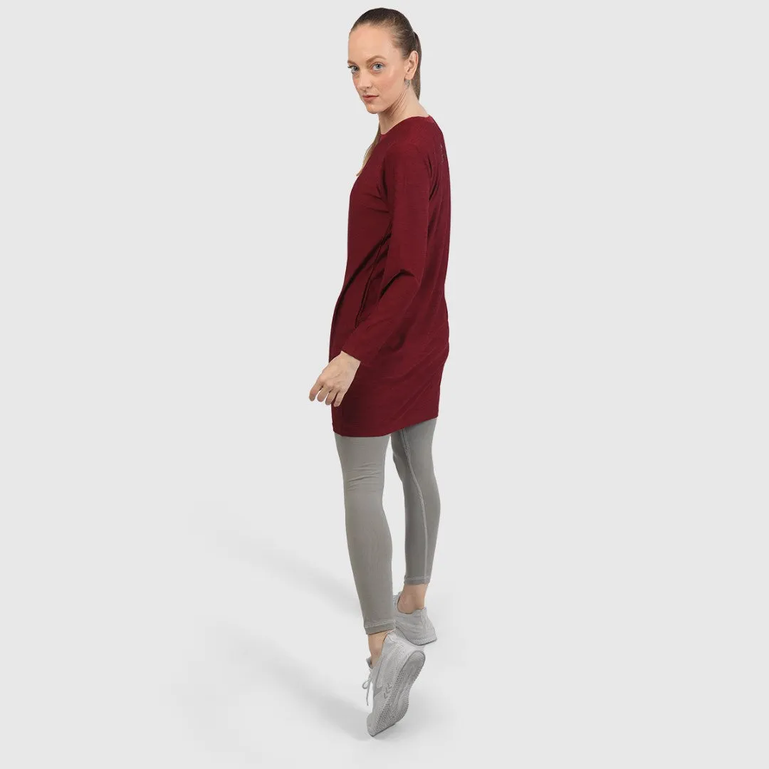 Alay Tee Dress - Deep Red (Full Sleeves)