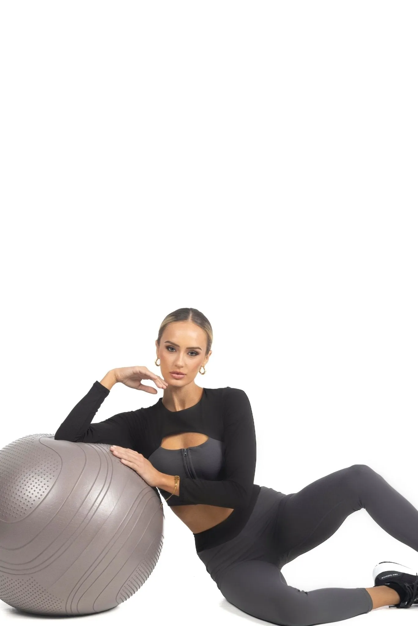 Alisha Color Block Activewear Long Sleeve Top in Black