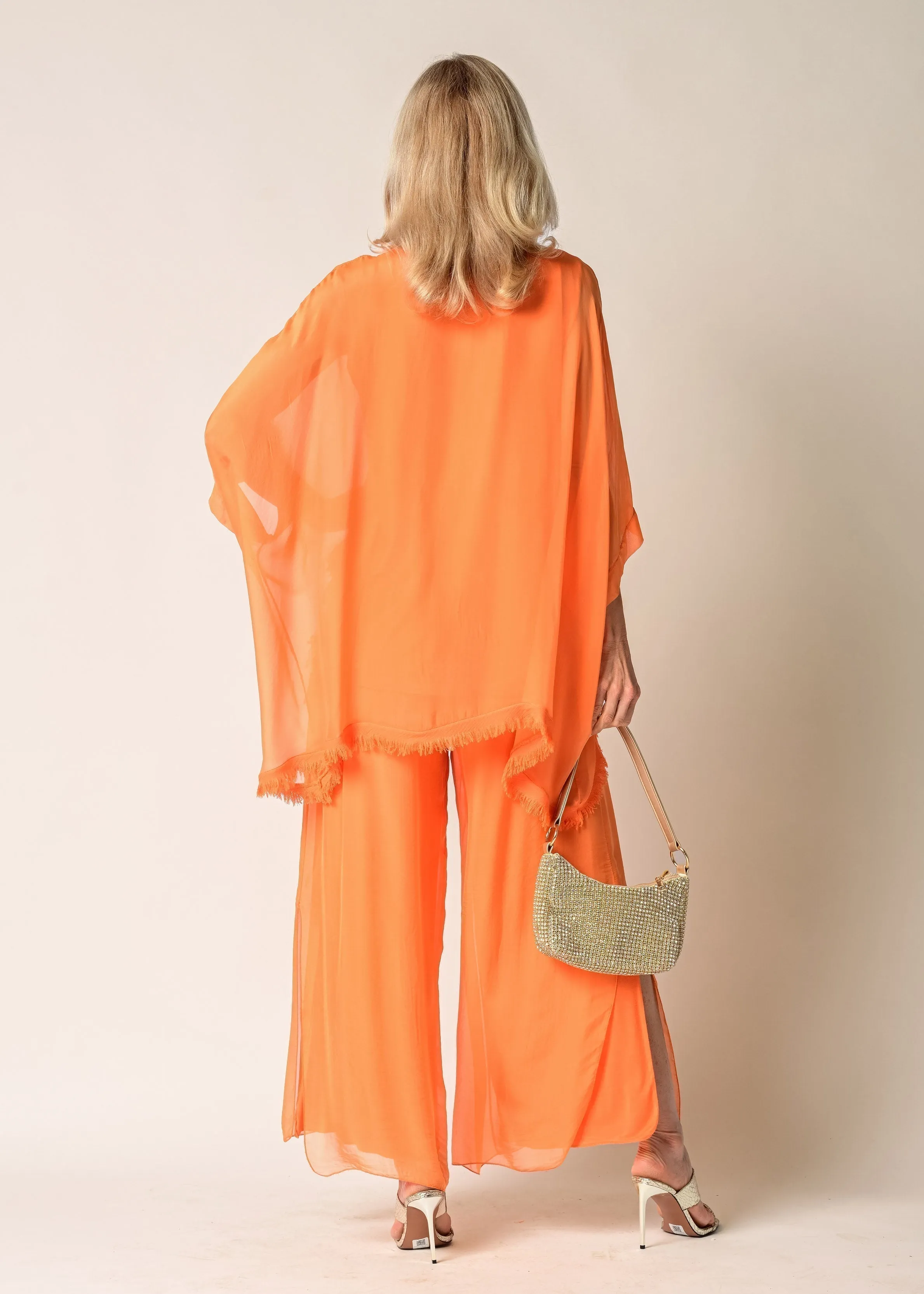 Amulet Silk Top in Sunset Orange