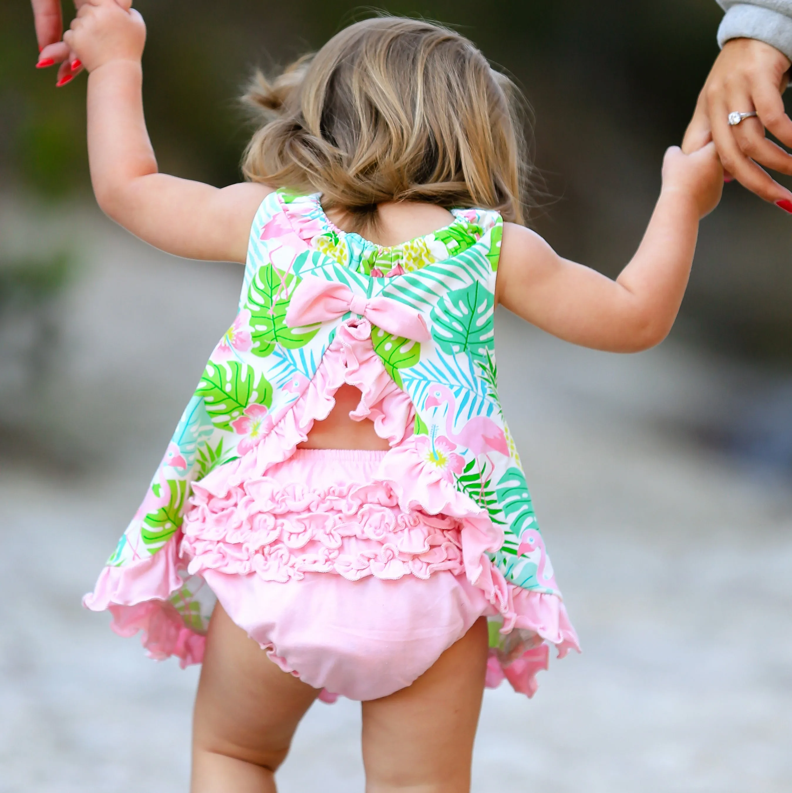 AnnLoren Baby & Toddler Girls Light Pink Knit Ruffled Butt Bloomer Diaper Cover