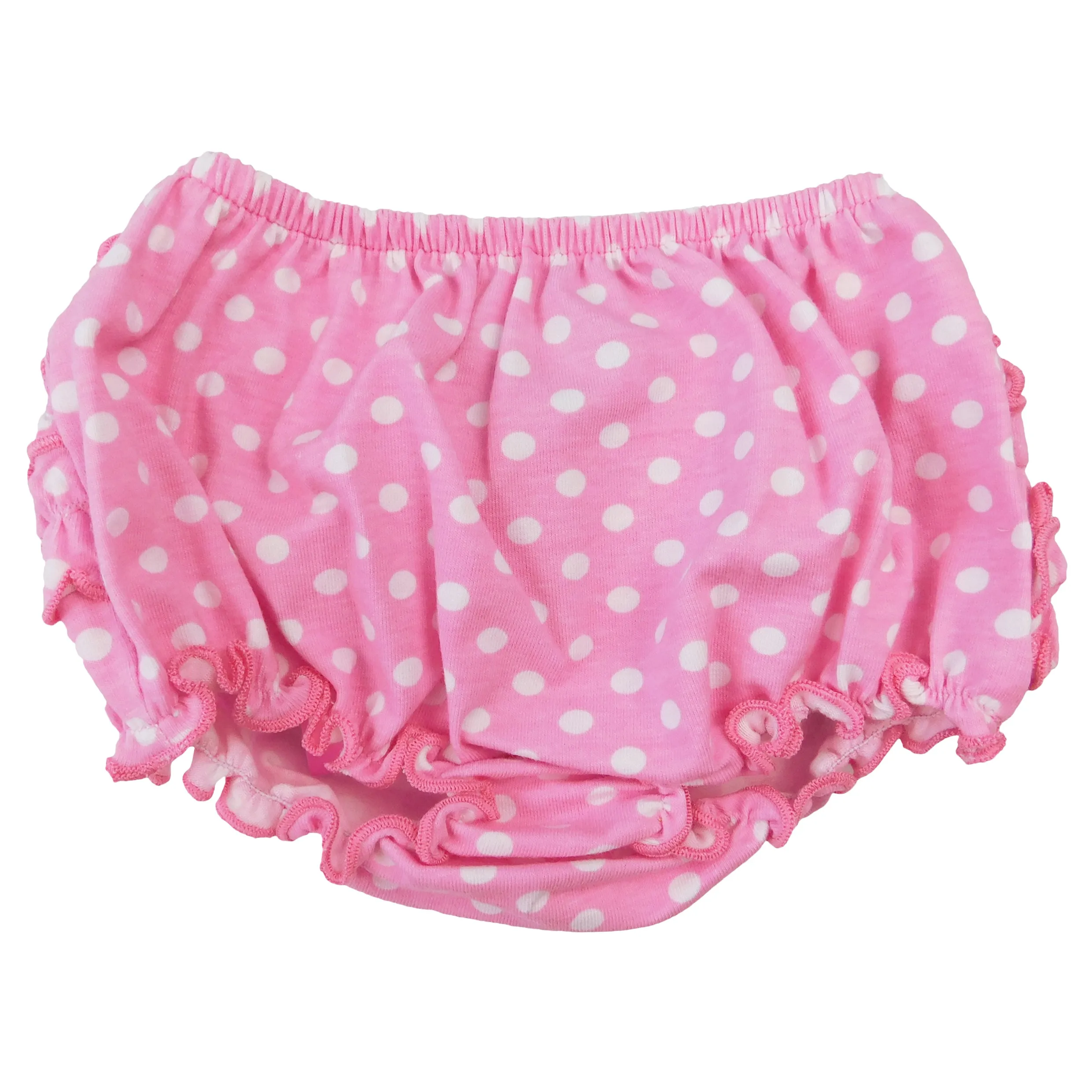 AnnLoren Baby & Toddler Girls Pink Polka Dot Knit Ruffled Butt Bloomer Diaper Cover