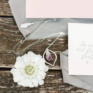 Arabesque Amethyst Pendant on Grotado Aura Quartz Drop Necklace :: Made To Order